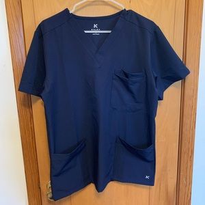 4 scrub tops - navy blue